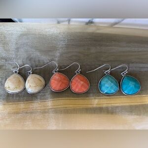 Elegant Silver and Multicolor Earrings Set